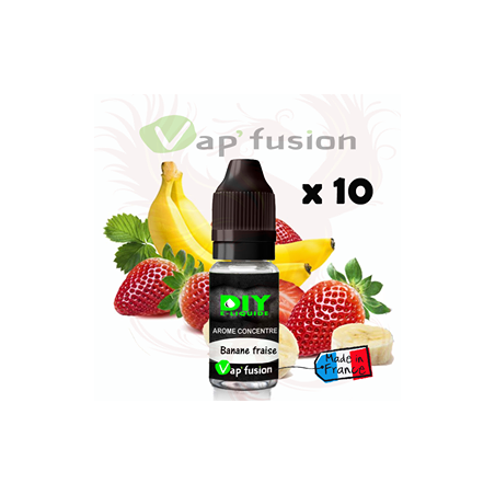 Lot de 10 banane-fraise  - arôme concentré - 10ml - Diy - Vapfusion