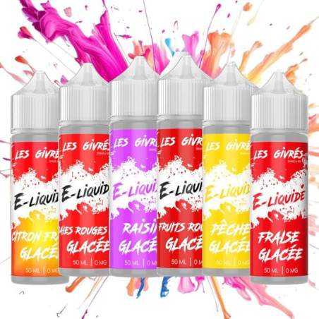 PACK DE 6 FIOLES GIVRÉS 50ML (SAV:CITRON FRAISE GLAC,BAIES ROUGE ANIS GLAC,RAISIN GLAC,FRUITS ROUG GLAC,PÊCHE GLAC,FRAISE GLAC)
