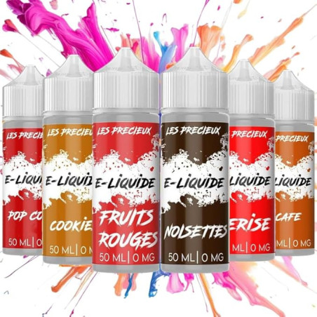 PACK DE 6 FIOLES PRECIEUX 50ML (SAVEURS : Noisette, fruit rouge, cookies, pop-corn, cerise, café)