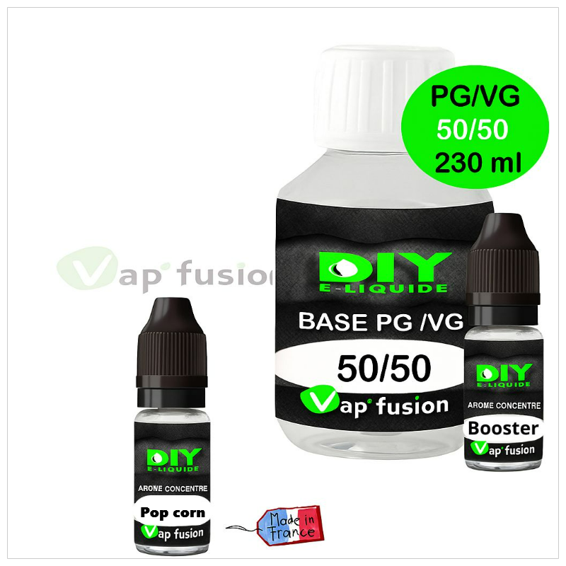 Pack base DIY facile e liquide Pop-Corn 230 ml Vap'fusion Arôme + Booster Pack base DIY facile e liquide Pop-Corn 230 ml Vap'fusion Arôme + Booster